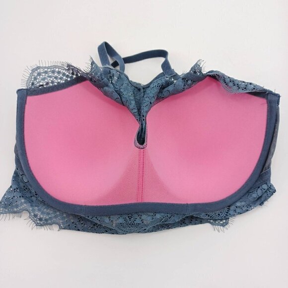 Pink VS Blue Gray Lace Halter Bralette Bra Women's S D-DD Scalloped Boho Hippie - Picture 3 of 9
